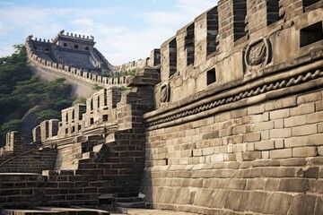 Fototapeta premium The detailed stonework on the Great Wall of China.