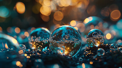 background with glass bubbles and shinny lights