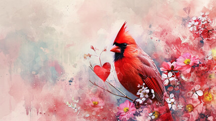 watercolor painting of a cardinal bird