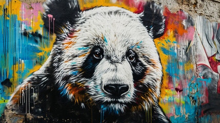 Panda graffiti on the wall