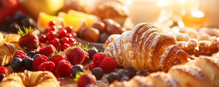 Sunlit Breakfast Spread: Gourmet Pastries Galore