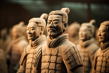 The detailed carvings on the Terracotta Army in Xi'an, China.