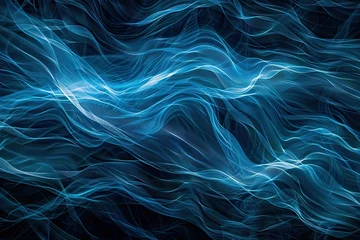 Papier Peint photo Ondes fractales Navy Wave Pattern Abstract Sea Deep Dark Blue