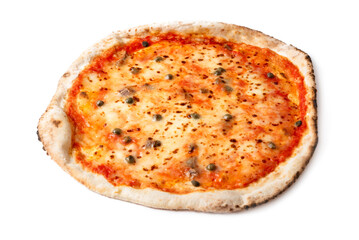 Deliziosa pizza tradizionale con capperi e acciughe, cibo italiano 