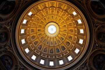 The intricate patterns on the dome of St. Peter's Basilica in Vatican City.