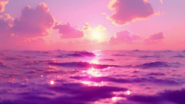 As the sun dips below the horizon colorful streaks of pink and purple dance across the waters surface adding a touch of magic to the landscape.