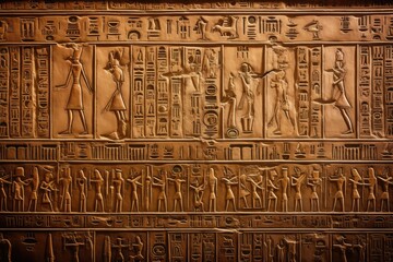 A close-up of the ancient hieroglyphs in the Valley of the Kings, Egypt.