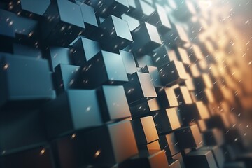 abstract background texture cubes in 3d space, simple graphs, deep glow