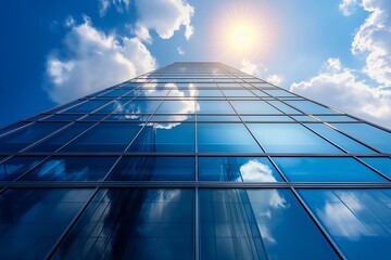 Fototapeta na wymiar office building against cloudless blue sky, Modern office building. Economy, finances, business activity