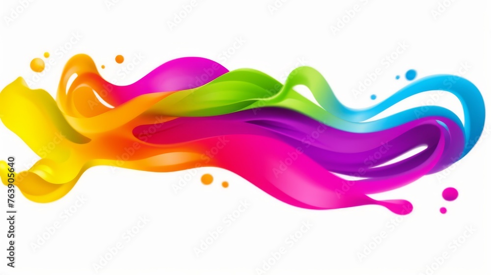 Poster a digitally created fluid swirl of rainbow colors flows with vibrancy and motion, embodying energy a