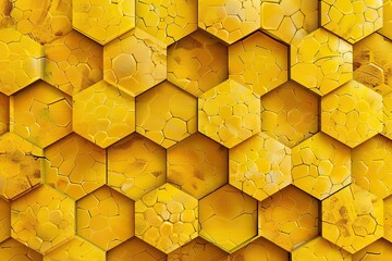  Seamless yellow honeycomb hexagon textured pattern - obrazy, fototapety, plakaty