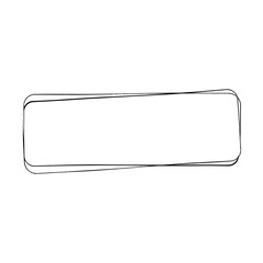 Frame curved rectangle elongated texture element, outline border grunge shape icon, decorative doodle for design in vector illustration