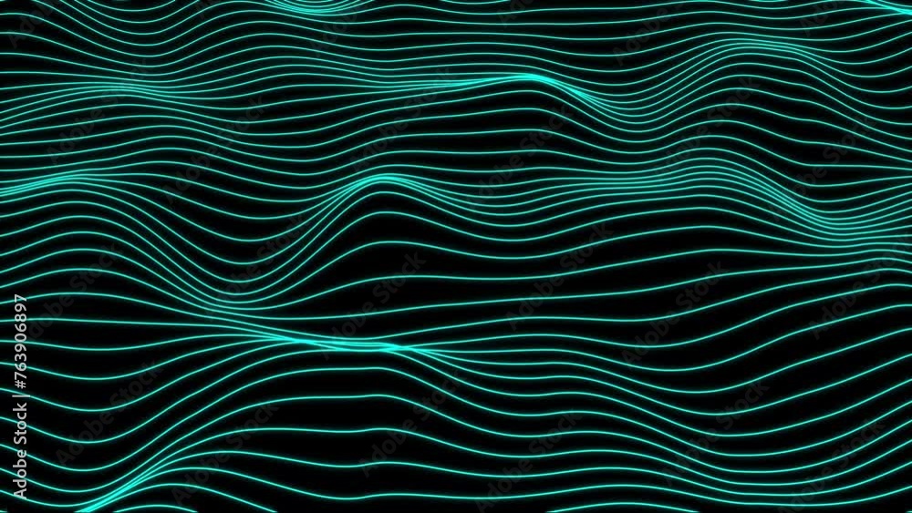 Aufkleber abstract lines wave animation. big wave wireframe lines flowing.