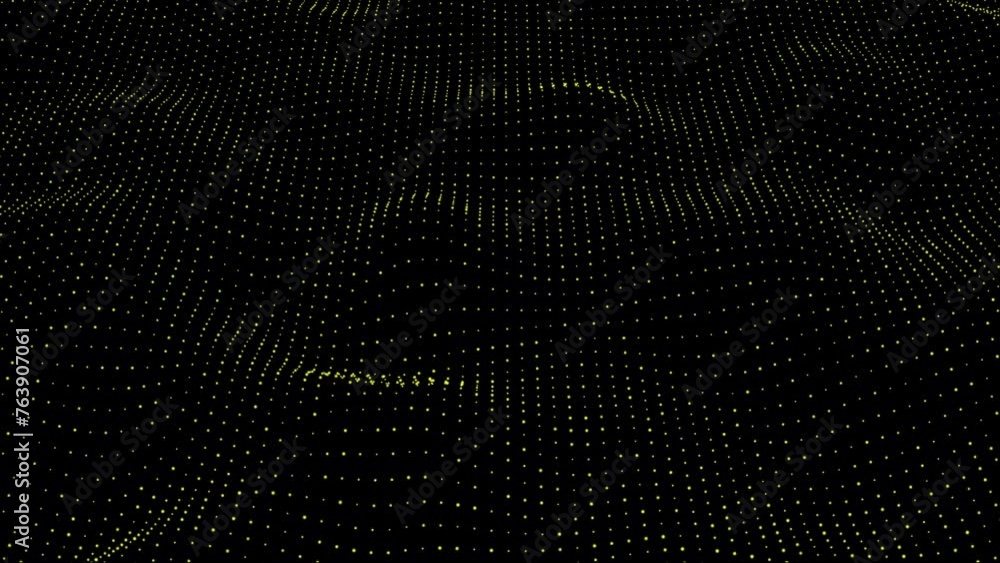 Poster abstract digital white particle dots wave background. black abstract background and white dot animat