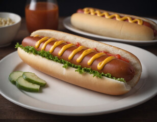 Loaded Hot Dog with Mustard and Lettuce