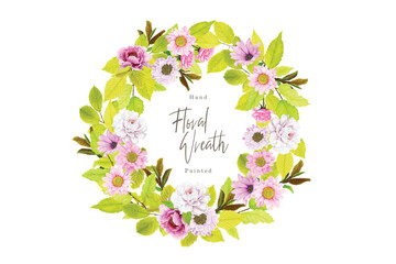 spring summer floral wreath illustration