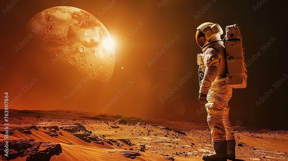 Wall mural astronaut on mars a step towards interplanetary settlement