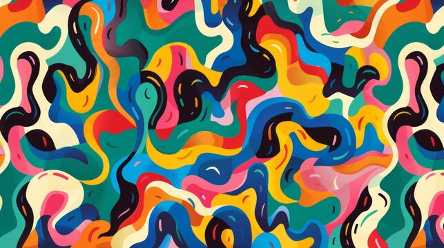 Vibrant squiggle pattern with a mix of colors for a playful and abstract background.