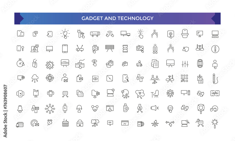 Poster gadget and technology icon set. things and smart gadgets with elements for mobile concepts and web a