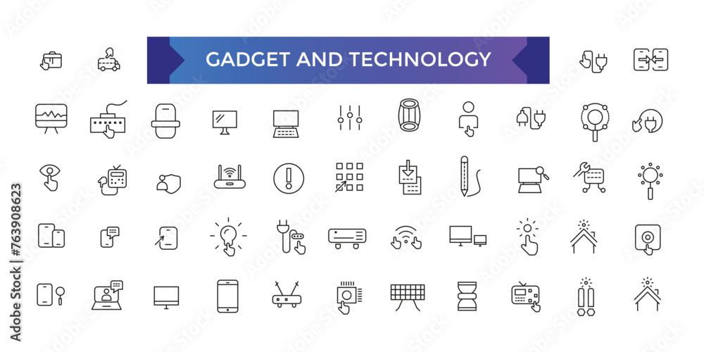 Poster gadget and technology icon set. things and smart gadgets with elements for mobile concepts and web a
