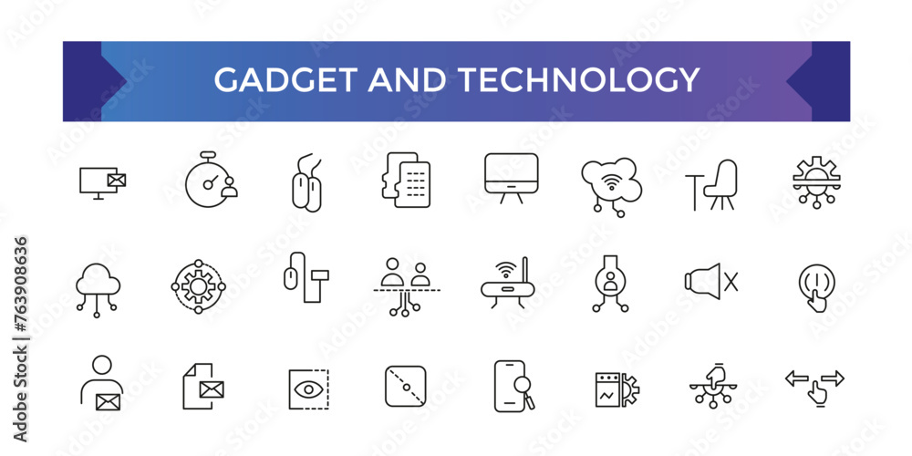 Poster gadget and technology icon set. things and smart gadgets with elements for mobile concepts and web a