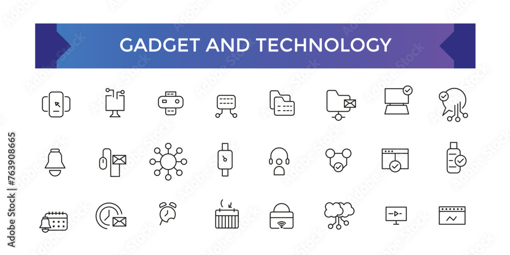 Poster gadget and technology icon set. things and smart gadgets with elements for mobile concepts and web a