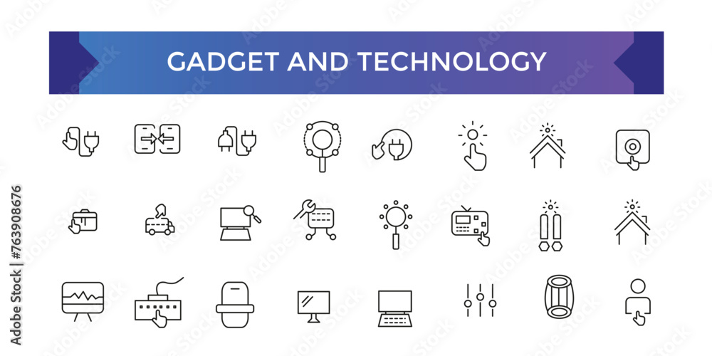 Poster gadget and technology icon set. things and smart gadgets with elements for mobile concepts and web a