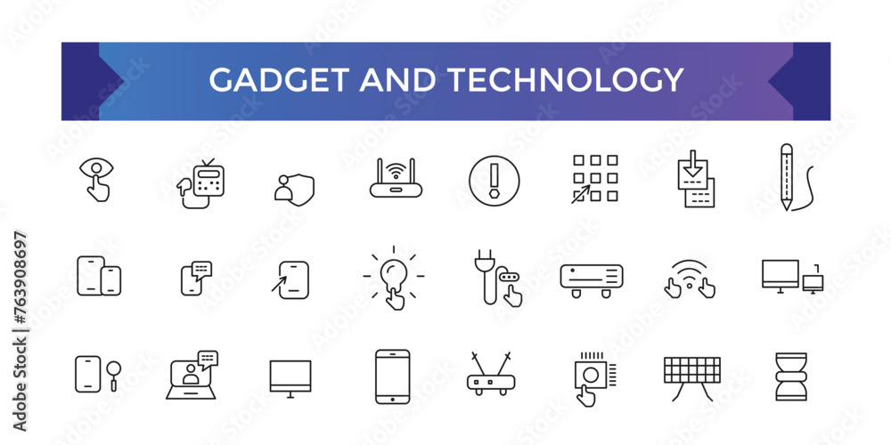 Poster gadget and technology icon set. things and smart gadgets with elements for mobile concepts and web a