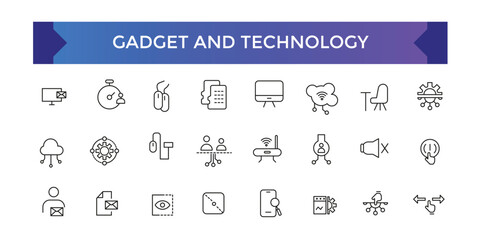 Gadget and technology icon set. Things and smart gadgets with elements for mobile concepts and web apps.
