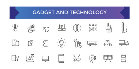 Gadget and technology icon set. Things and smart gadgets with elements for mobile concepts and web apps.