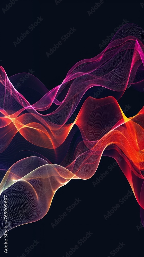 Poster a colorful wave pattern is displayed on a black background