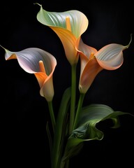 Bouquet of Calla lily over black background
