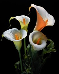 Bouquet of Calla lily over black background - 763909682