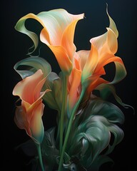Bouquet of Calla lily over black background - 763909685