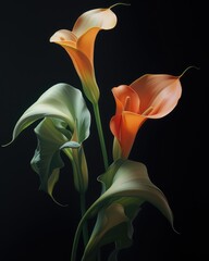 Bouquet of Calla lily over black background - 763909687