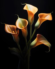 Bouquet of Calla lily over black background - 763909693