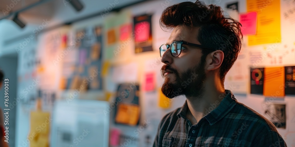 Poster designer immersed in their work enhancing digital user experiences with a creative