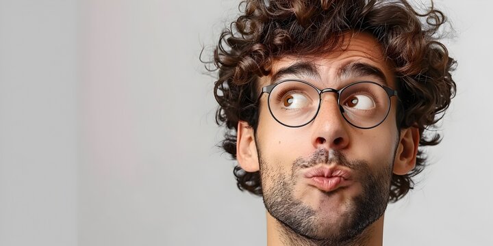 Thoughtful Data Scientist Decoding Information with Curious Expression on White Background