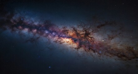 Night landscape with colorful Milky Way