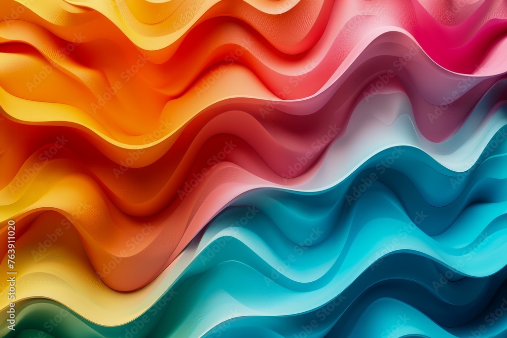 Aufkleber abstract colorful waves background with vibrant curves and smooth gradient flow