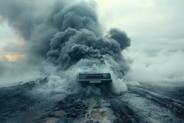 Fototapeta premium Environmental Concern: Macro View of Car Emissions