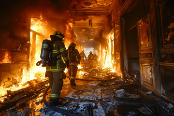 Heroes in Action: Firefighters Tackle Blazing Inferno