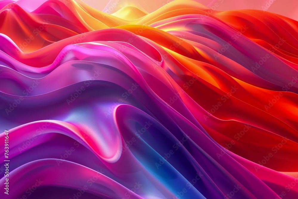 Poster vibrant abstract multicolored waves texture with smooth silk lines for dynamic background or artisti
