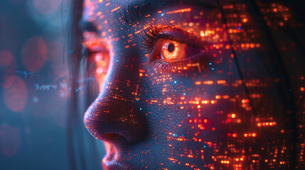 Envision a sophisticated and abstract visualization of artificial intelligence interacting with digital technology