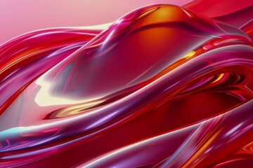 Vibrant Abstract Red Silk Fabric Flowing Luxurious Smooth Satin Texture Background with Colorful Waves and Soft Drapery Concept