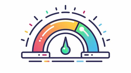 Colorful tachometer, speedometer icon, performance measurement