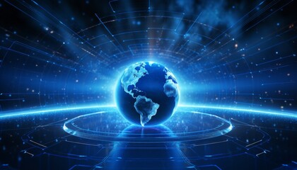 Obraz premium Earth hologram background. Futuristic earth background. Modern concept background.