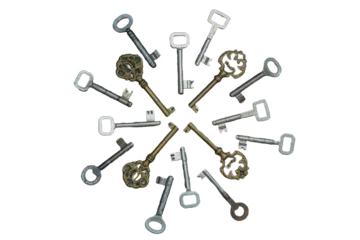 Papier Peint photo Vielles portes Circle of old door keys