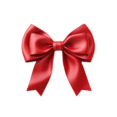 red satin bow for wrapping isolated on transparent background