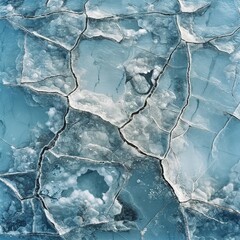 Frozen Icy Surface of Lake or Pond with Cracks. Ai